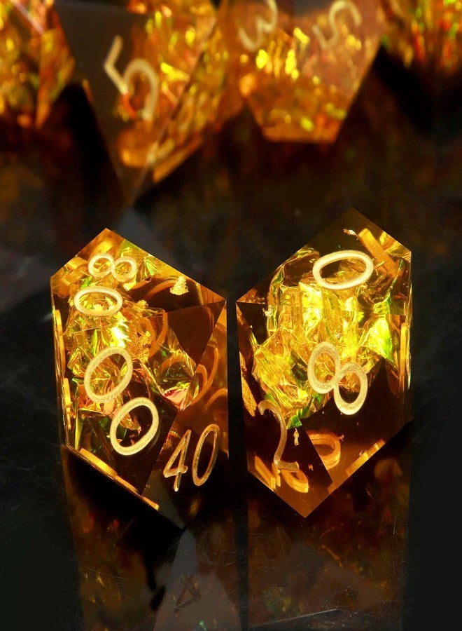 Haxtec Sharp Edge Dice Set Yellow Black Resin DND Dice Set Sparklingly Polyhedral D&D Dice Compatible with Dungeons and Dragons Fire Dice - Image 3